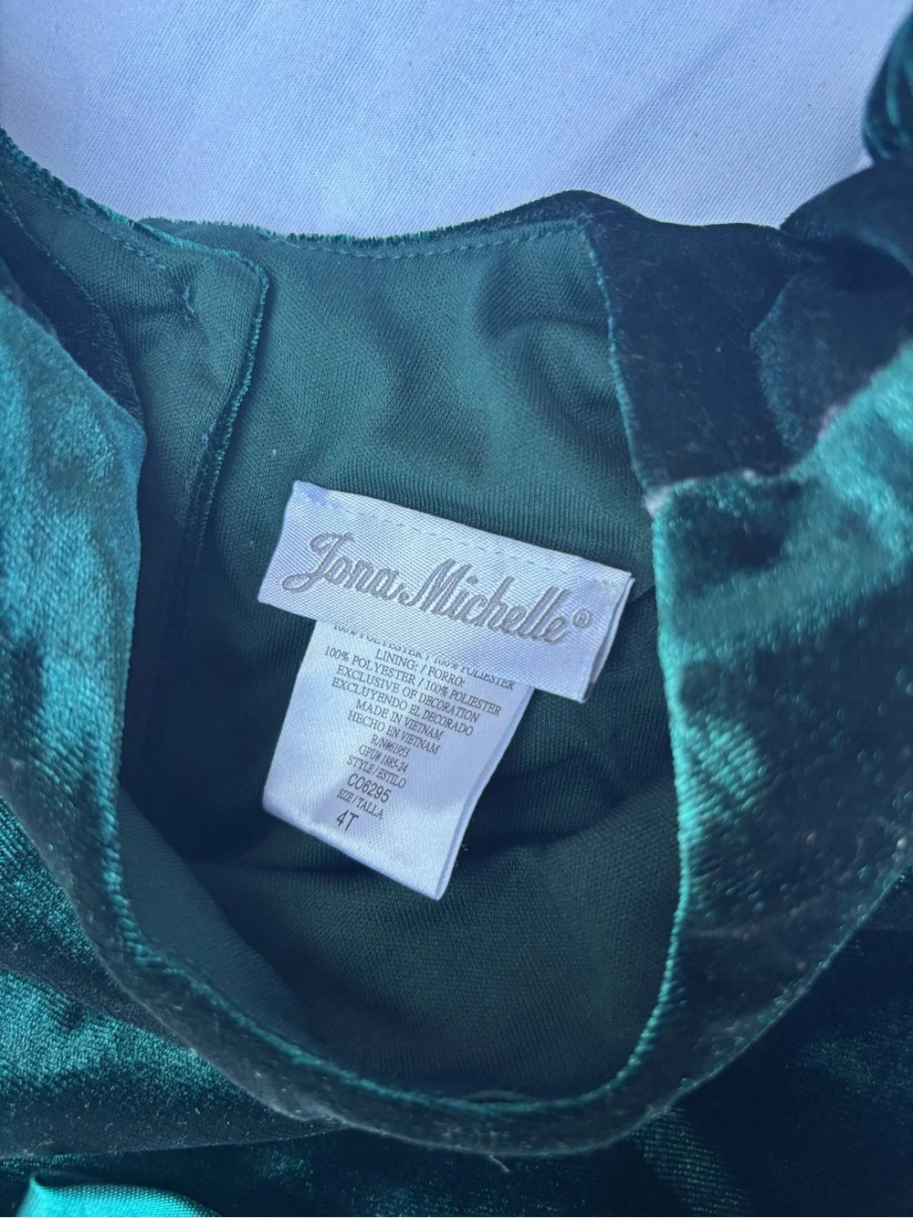 Jona Michelle Teal Velvet & Lace Party Dress with Satin Bow